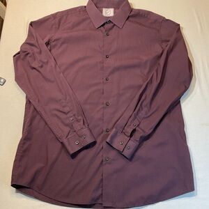 Bespoke Solid Plum Deep Purple  long sleeve Button-Up Slim Fit XL 17-17.5 36/37